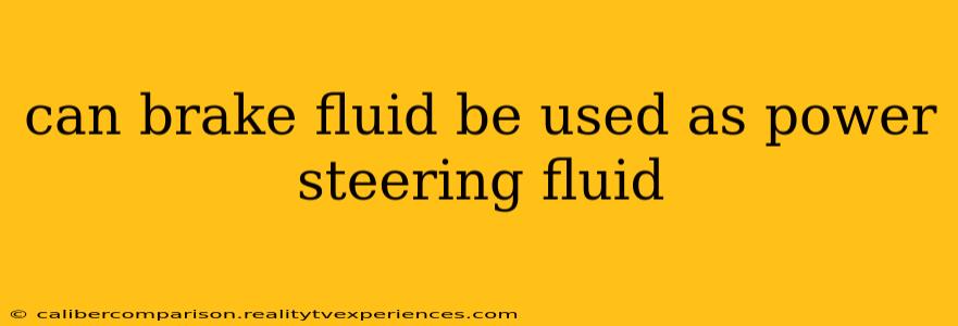 can brake fluid be used as power steering fluid