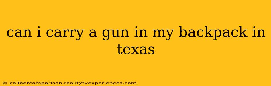 can i carry a gun in my backpack in texas