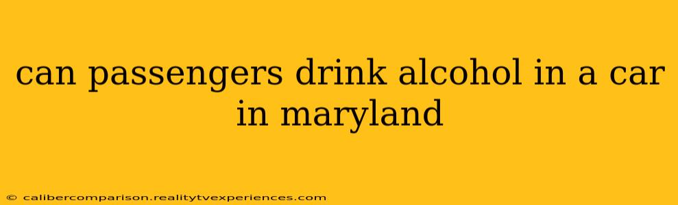 can passengers drink alcohol in a car in maryland