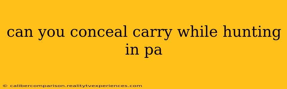 can you conceal carry while hunting in pa