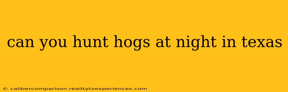 can you hunt hogs at night in texas