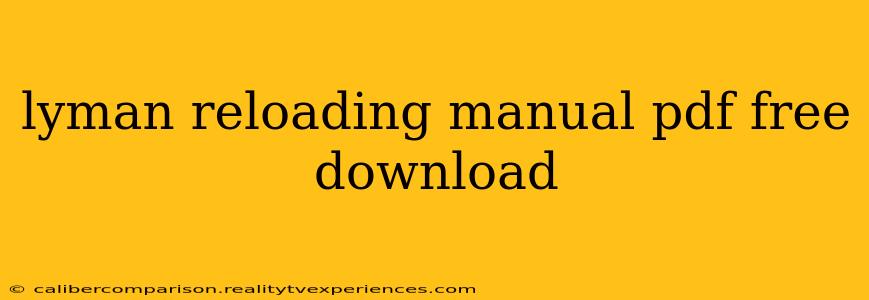 lyman reloading manual pdf free download